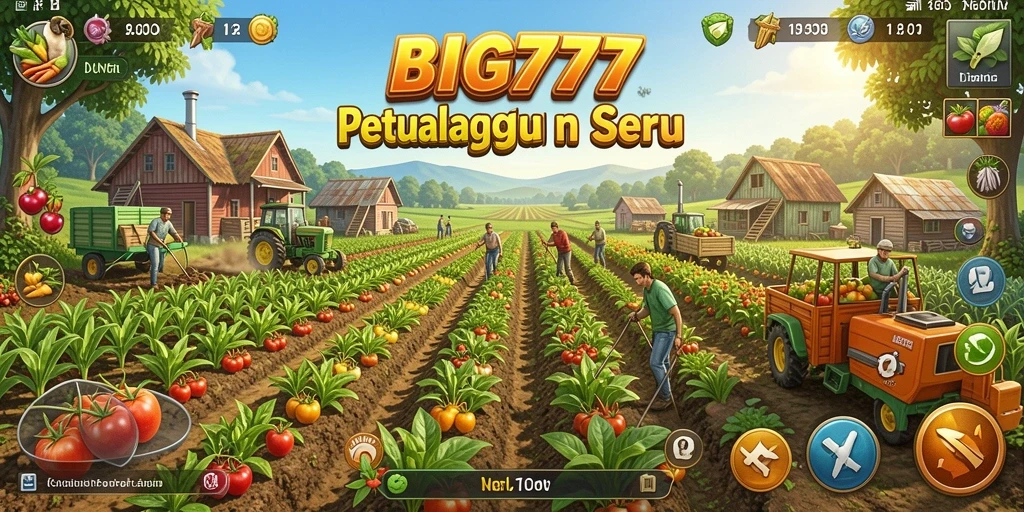 Tampilan gameplay menarik dari BIG777 dengan berbagai aktivitas pertanian.