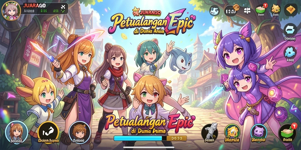 Tangkapan layar gameplay JUARAGO yang menampilkan aksi seru dan karakter anime.