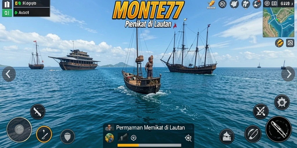 Tampilan gameplay menarik dari <strong>MONTE77</strong> saat menangkap ikan di laut.