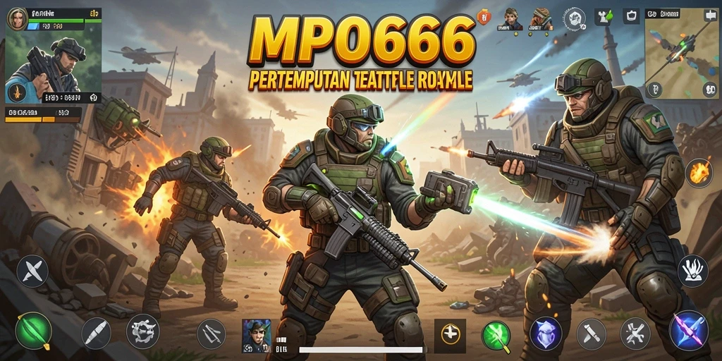 Tangkapan layar MPO666 menampilkan aksi pertempuran seru di arena Battle Royale.