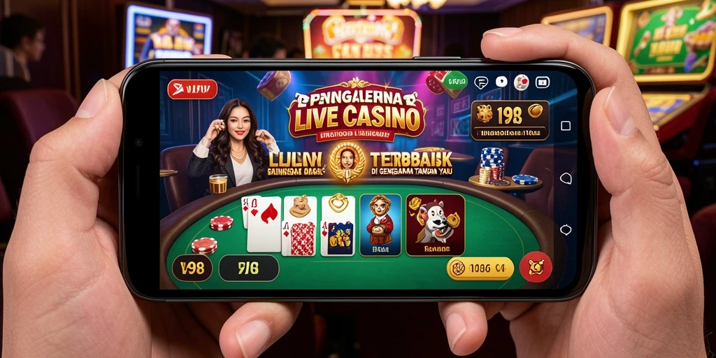 Screenshot V98 menunjukkan gameplay Live Casino yang seru dan interaktif.