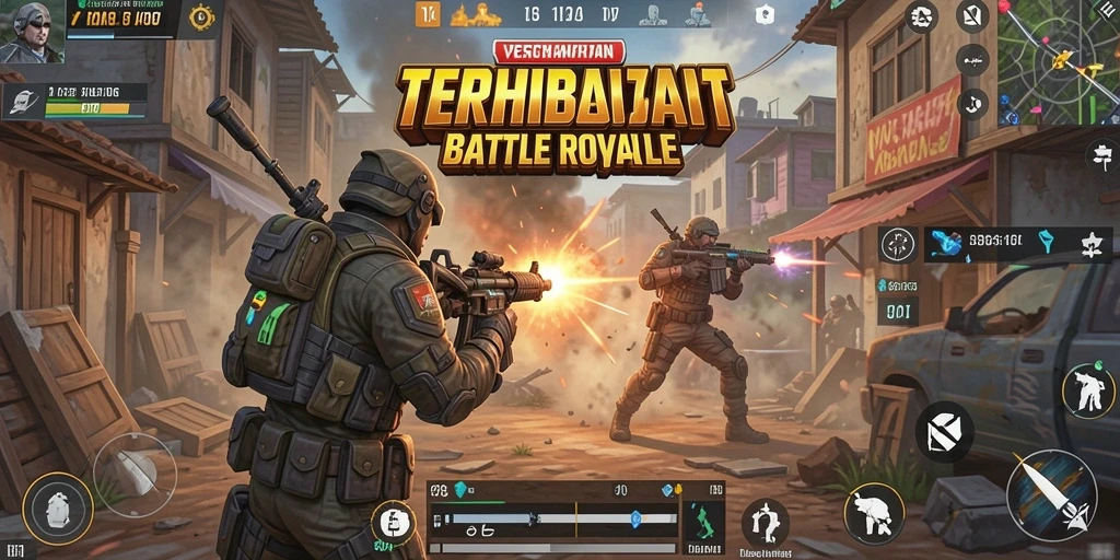 Gameplay seru dalam pertempuran Battle Royale yang mendebarkan.